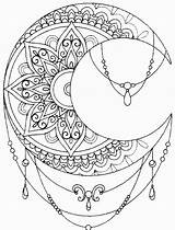 Mandala Moon Coloring Tattoo Pages Luna Geometric Para Drawing Designs Meaning Sole Tattoos Tatuaggio Tatuaggi Sun Color Del Con Trendy sketch template