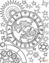 Coloring Zodiac Pisces Sign Pages Signs Adult Printable Colouring Sternzeichen Mandala Sheets Adults Star Book Astrology Astrological Cute Taurus Drawing sketch template