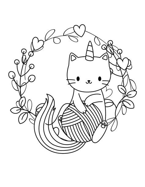unicorn cat printable coloring book  pages etsy