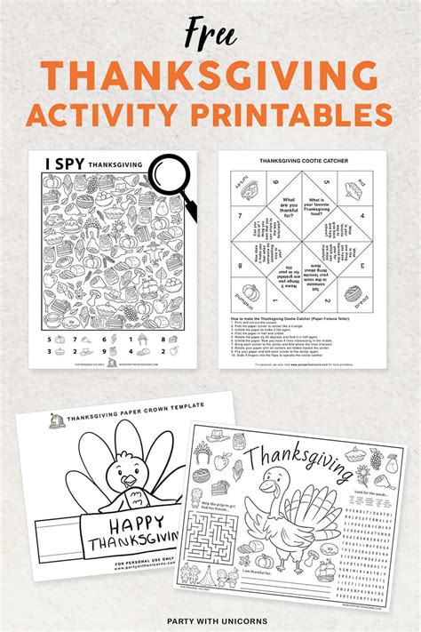 thanksgiving activity printables  downloads