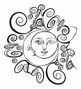 Moon Sun Clipart Celestial Drawings Trippy Tattoo Drawing Draw Cool Cliparts Clip Hippie Coloring Pages Lovers Designs Face Color Library sketch template