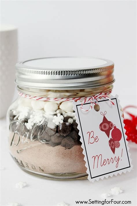 diy mason jar gift snowflake hot chocolate setting