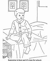 Coloring Boy Pages Kids Boys Bed Getting Ready Sheets Young Colouring Activity Book Winter Printable Embroidery School sketch template