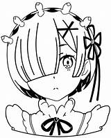Rem Zero Re Anime Decal Sticker Maid Color sketch template