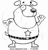 Chubby Waving Dog Super Clipart Cartoon Thoman Cory Outlined Coloring Vector 2021 sketch template