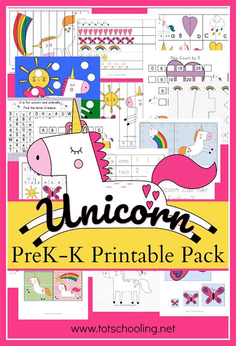 unicorn pack  preschool  kindergarten totschooling