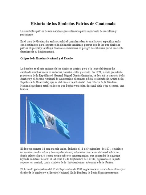 Historia De Los Símbolos Patrios De Guatemala Guatemala