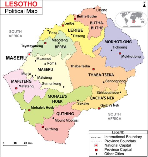 lesotho in map lesotho map districts map of lesotho showing the best