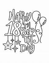 Birthday 18th Happy Coloring Balloons Pages Stars Printable Paper sketch template