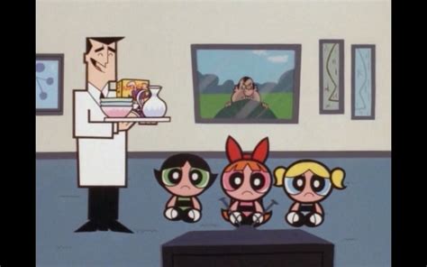 blossom bubbles buttercup and the professor from the powerpuff girls