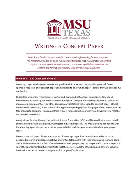concept paper template writing  concept paper note  funders