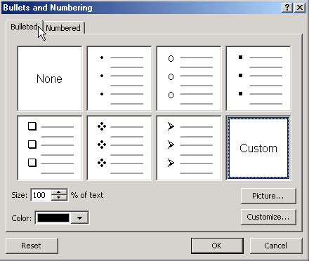 formatting  bulleted list formatting bullets  ms powerpoint