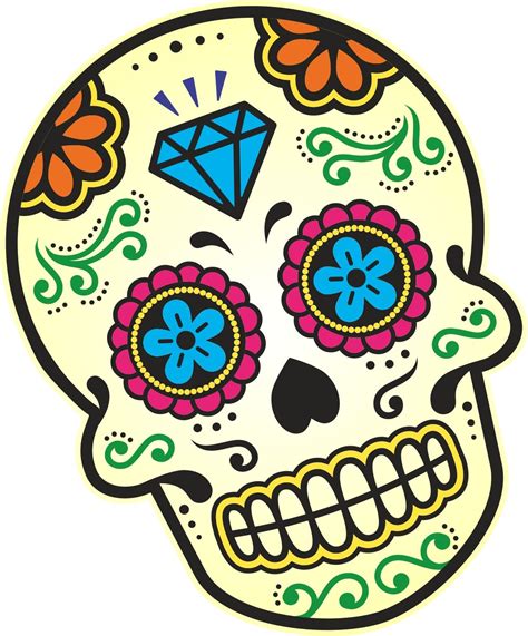 mexican day   dead sugar skull multi colour  diamond motif