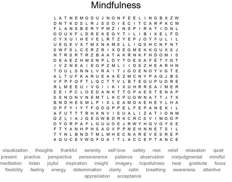 Mindfulness Word Search Wordmint