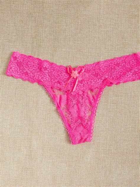 5pack Floral Lace Thong Set Shein In