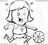 Basketball Girl Dribbling Cartoon Ball Clipart Coloring Outlined Vector Thoman Cory Regarding Notes sketch template