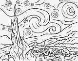 Gogh Claude Noite Adulti Starry Estrelada Debussy Lune Monet Amarartes sketch template