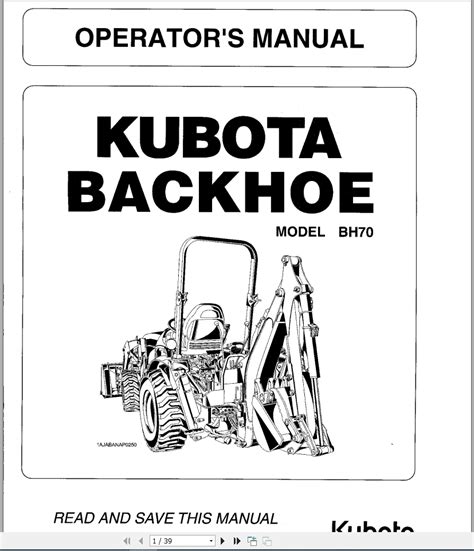 kubota backhoe operator manual part manualen
