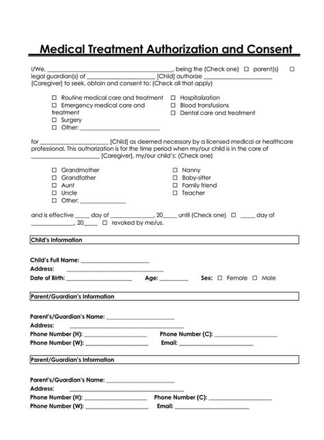 sample permission letter  medical treatment consent