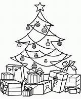 Christmas Coloring Tree Presents Pages Printable Gift Easy Drawing Trees Gifts Print Color Present Big Worksheets Evergreen Simple Many Kindergarten sketch template