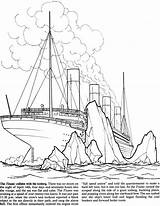 Titanic Coloring Pages Color Ship Drawing Printable Colouring Iceberg Kids Print Sheets Rms Adult Doverpublications Printables Sinking Boats Easy Dover sketch template