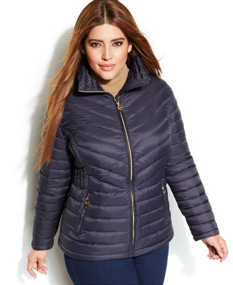 michael kors michael  size packable quilted  puffer coat  blue lyst
