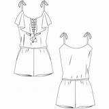 Flat Jumpsuit Sketches Frill Jumpsuits sketch template
