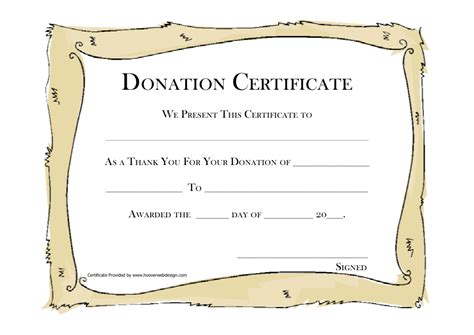printable donation certificate templates printable templates