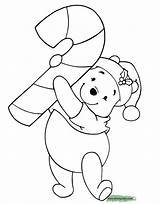 Coloring Christmas Winnie Pages Disney Pooh Cane Disneyclips Candy sketch template