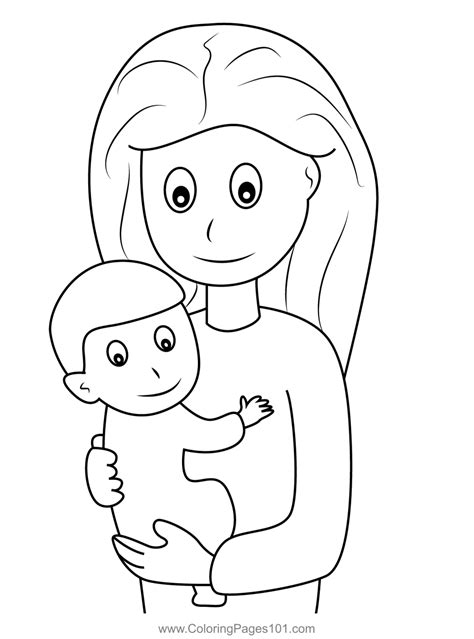 happy mom  baby coloring page  kids  mothers day printable