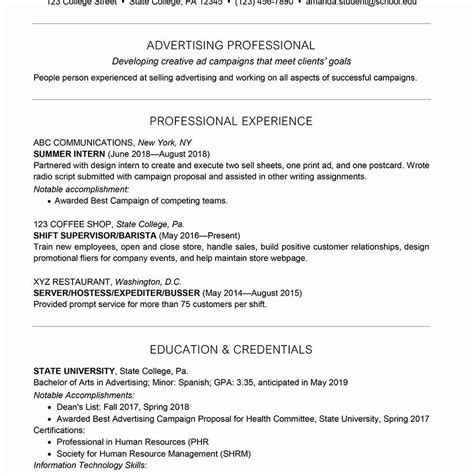 sample  year college student college freshman resume  design