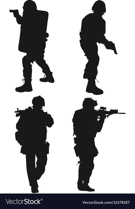 police swat silhouette royalty free vector image