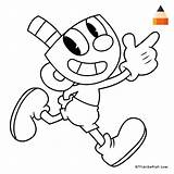 Mugman Draw Cuphead Coloring Pages Drawing Kids Color Sheets Drawings Step Game Line Easy Pachislo Info sketch template