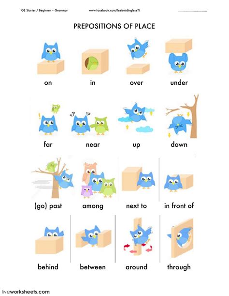 prepositions prepositions  place worksheet