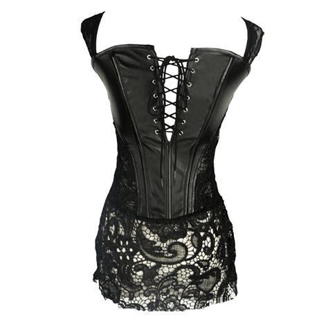 sexy lingerie women faux leather lace burlesque steampunk corset gothic