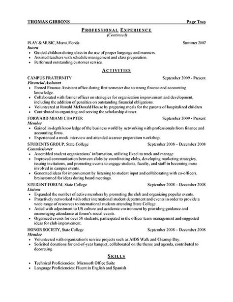 sample resume  college internship  samples examples format