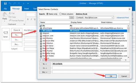 send email   contacts  outlook