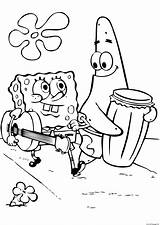 Coloring Patricks Play Music Spongebob Pages Printable sketch template