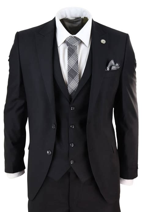 mens classic black  piece suit buy  happy gentleman