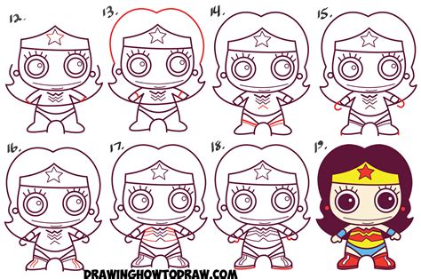 How To Draw Cute Chibi Wonder Woman From Dc Comics In Easy