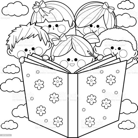 coloring pages  children reading books reading coloring pages