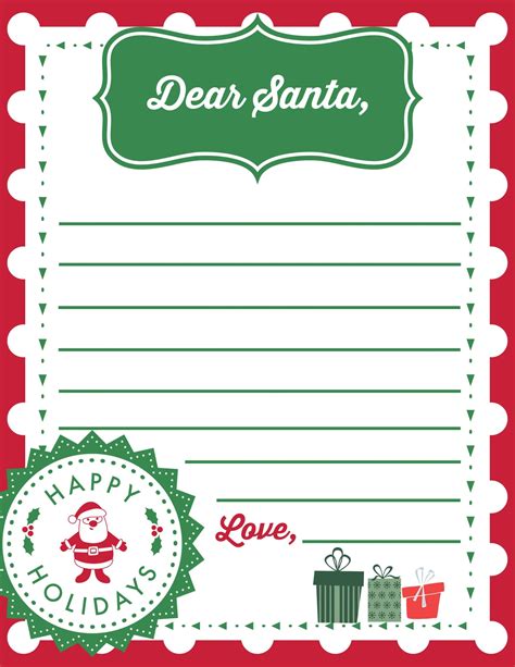 dear santa letter template  printables
