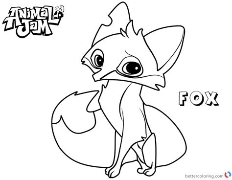 animal jam coloring pages fox  printable coloring pages