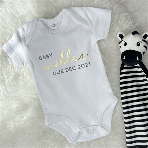 baby due personalised baby announcement babygrow  lovetree design