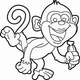 Monkey Cartoon Coloring Printable Kids Click sketch template