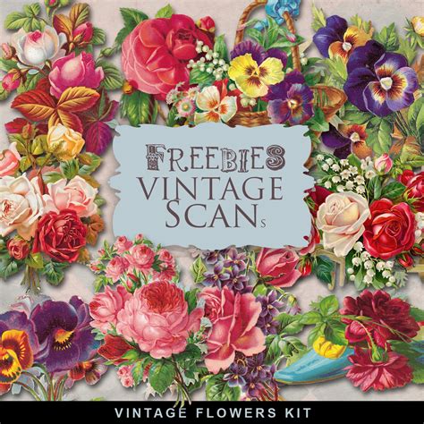 freebies vintage flowersfar  hill    digital