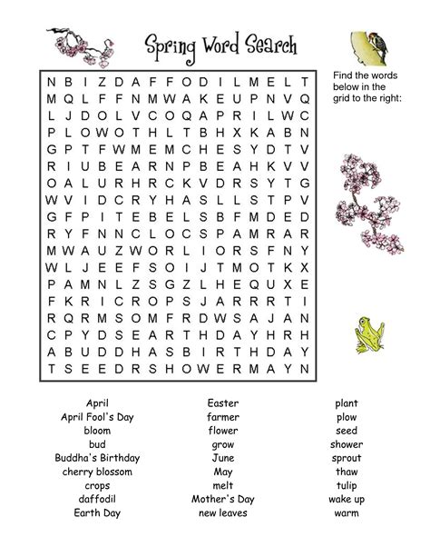spring word search  coloring pages  kids