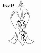 Jafar Draw Aladdin Villains Easydrawingtutorials Alladin Villian Iago Jasmine Maleficent Lines sketch template