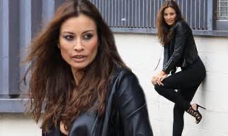 melanie sykes rocks leggings and a leather jacket daily mail online