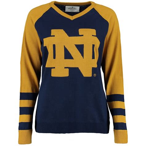 notre dame fighting irish womens navy logo  neck sweater